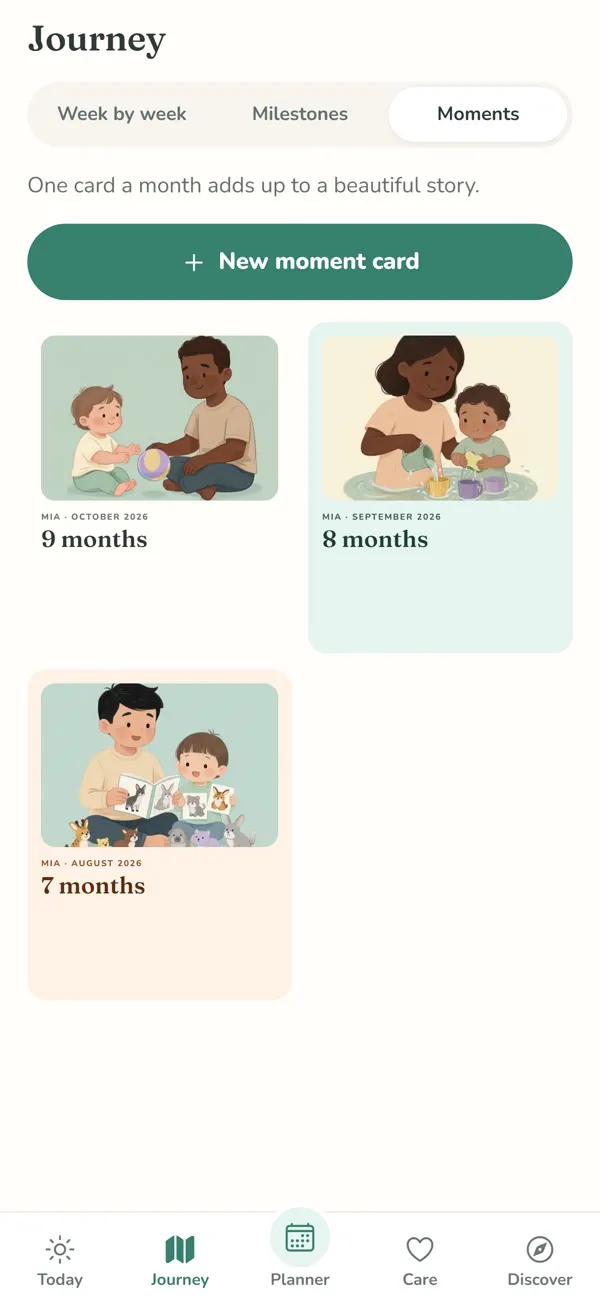 Moment card designs screen